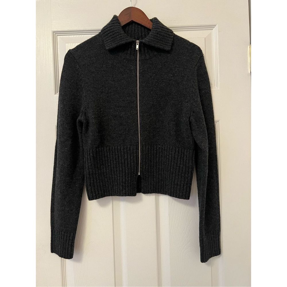 COS Dark Gray Zip-Up Cardigan